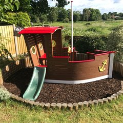 My dad built Henry this amazing play boat from scratch