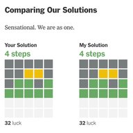 Identical Wordle solutions - mine and the Wordlebot